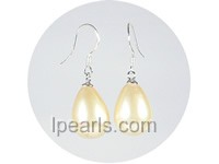 wholesale 10*14mm yellow teardrop shell pearl dangle earrings