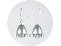 wholesale 10*14mm gray teardrop shell pearl dangle earrings
