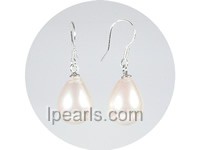 wholesale 10*14mm pink teardrop shell pearl dangle earrings