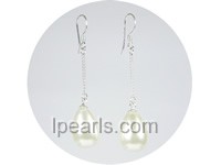 wholesale 10*15mm white teardrop shell pearl dangle earrings