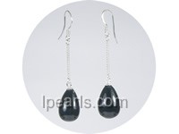wholesale 10*15mm black teardrop shell pearl dangle earrings