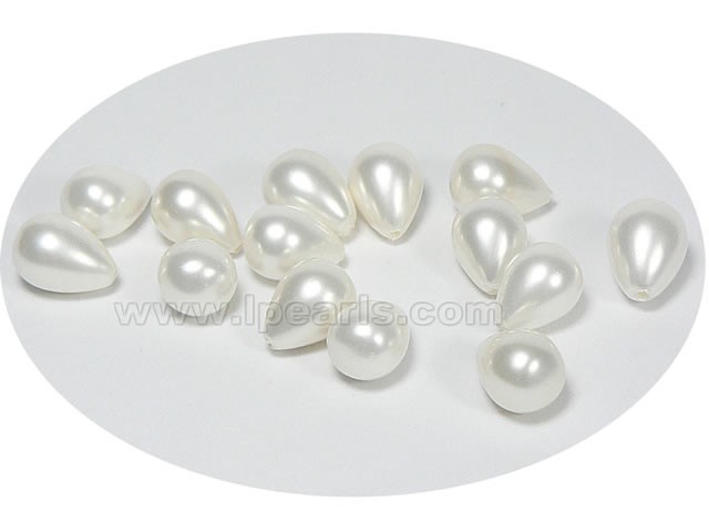 5pcs 10*15mm white tear-drop shell pearl beads on wholesale
