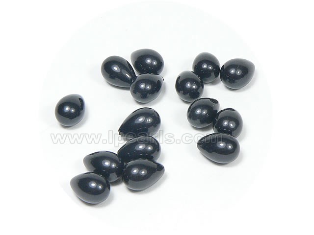 5pcs 8*12mm black tear-drop shell pearl beads on wholesale