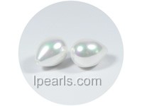 5PCS 15*20mm white tear-drop rainbow shell pearl beads