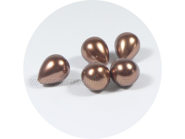 5PCS 12*15mm coffee tear-drop shell pearl beads