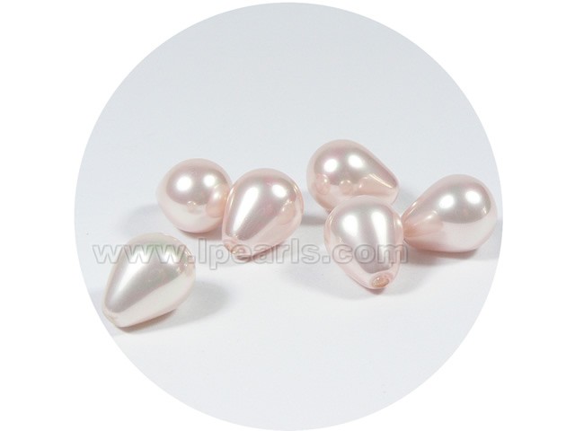 5PCS 12*15mm pink tear-drop shell pearl beads wholesale
