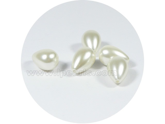 5PCS 10*18mm white tear-drop shell pearl beads