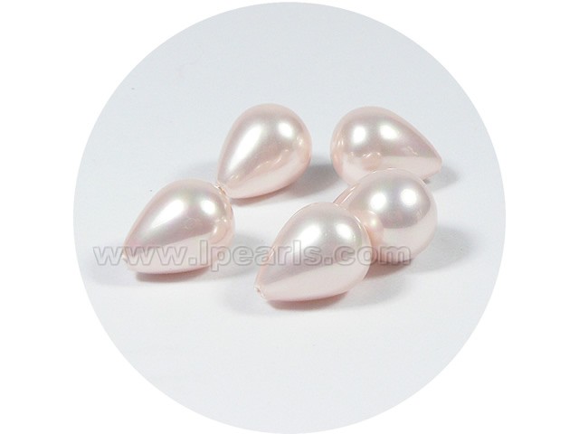 5PCS 10*14mm light pink tear-drop shell pearl beads
