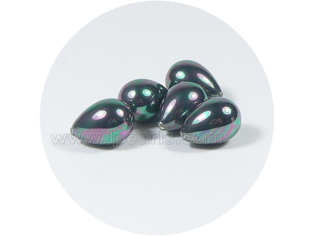 5PCS 10*14mm black tear-drop rainbow shell pearl beads
