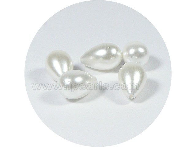 5PCS 9*14mm white tear-drop shell pearl beads