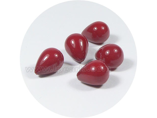 5PCS 9*14mm red tear-drop shell pearl beads