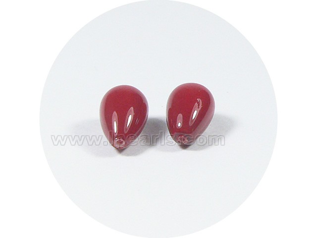 5PCS 8*12mm red tear-drop shell pearl beads