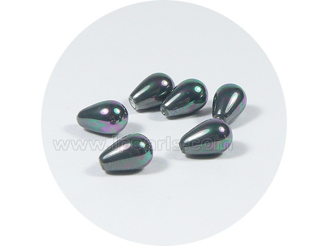5PCS 6*9mm green tear-drop shell pearl beads
