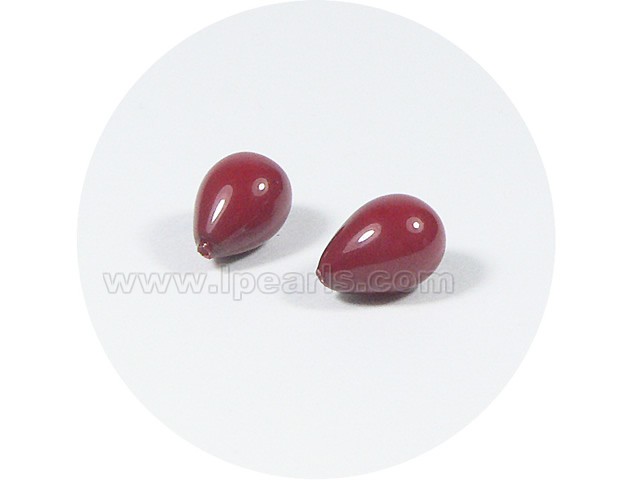 5PCS 8*10mm red tear-drop shell pearl beads