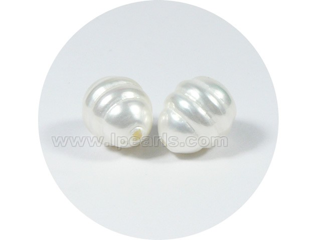 5PCS 13*16mm white rice shape shell pearl beads