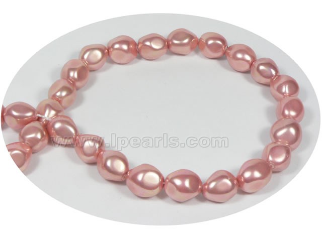 12*14mm pink baroque nugget shape shell pearl strand on wholesal
