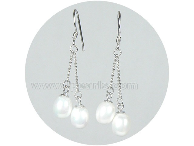 6*9mm white teardrop shell pearls dangling earring