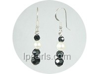 white freshwater pearl earrings with crystal beads