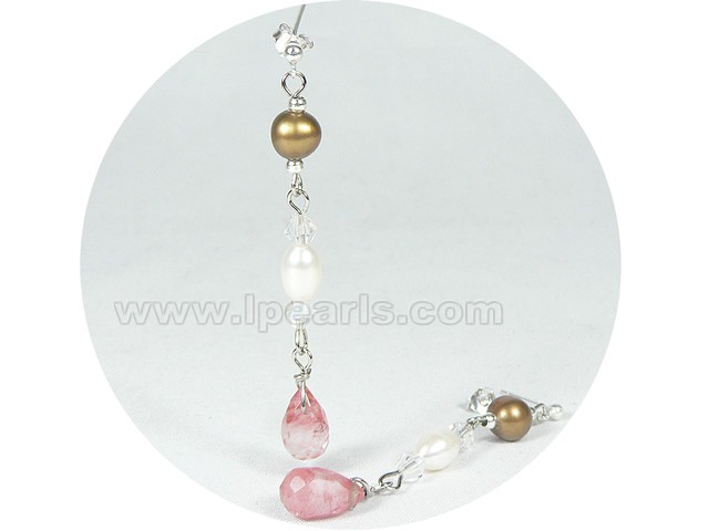 wholesale sterling silver pearl earrings with crystal beads