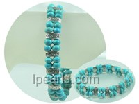 6mm blue round and flat turquoise bracelet