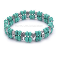 6mm blue round and flat turquoise bracelet