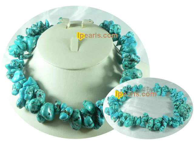 unique side drilled irregular green turquoise necklace