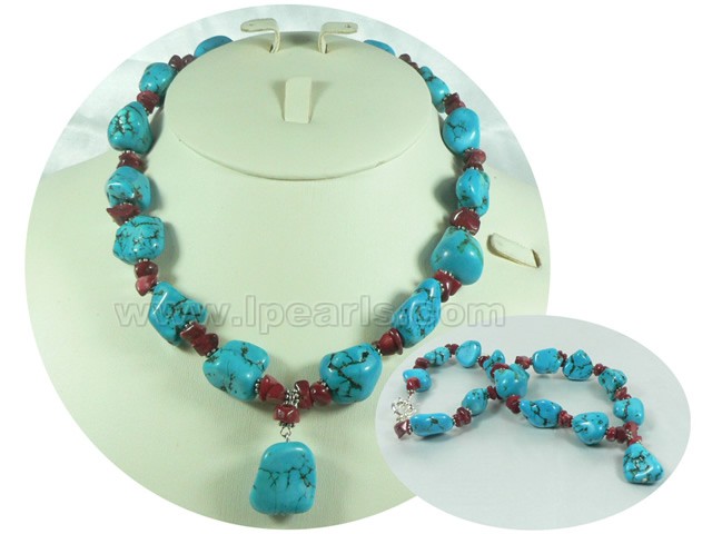 20*30mm natural irregular blue turquoise necklace