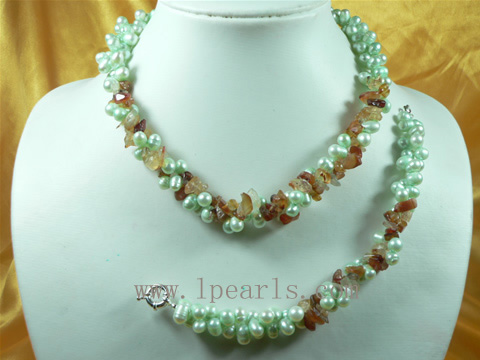 wholesale twisted pearl necklace sets with bracelet