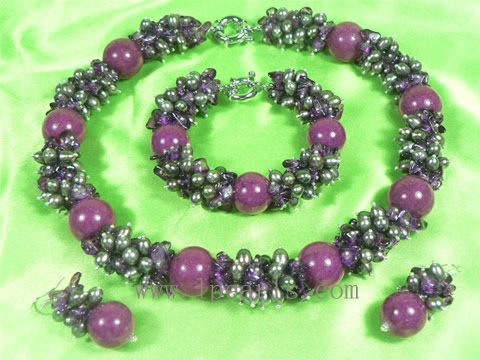 wholesale pearl necklace sets with bracelet&earrings