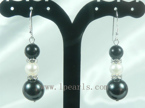 wholesale black color shell bead dangling earrings