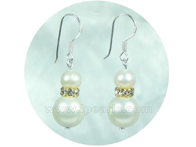 wholesale 10mm white color shell bead dangling earrings