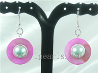 wholesale blue color shell bead dangling earrings
