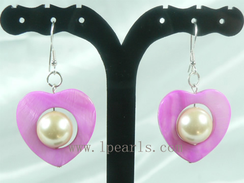 wholesale yellow color shell bead dangling earrings