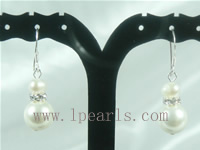 wholesale 10mm white color shell bead dangling earrings