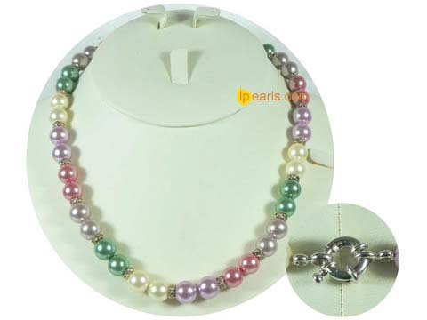 wholesale colorful shell pearl necklace with zircon