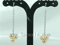 ornage bread freshwater pearl sterling silver dangling earrings