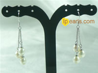 6*8mm white tear-drop freshwater jewelry pearls sterling danglin