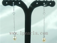 pink tear drop freshwater pearl sterling silver dangling earring