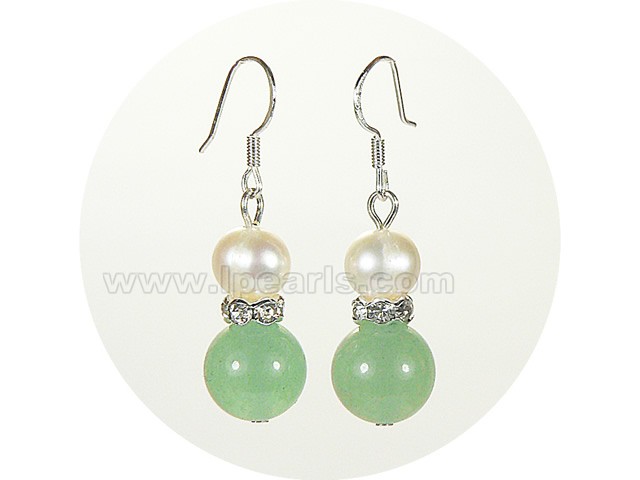 8-9mm white FW jewelry pearls sterling dangling earring