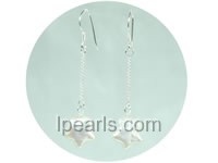 40mm white pentacle shaped freshwater pearl dangling earrings