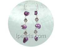 purple tail shaped freshwater jewelry pearl earrings