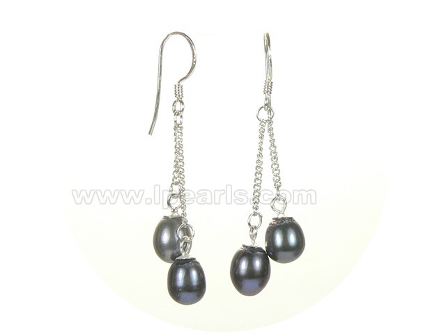 6*8mm tear-drop pearls sterling dangling earring