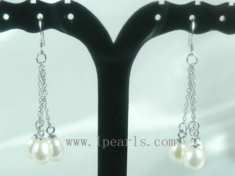 6*8mm white tear-drop freshwater jewelry pearls sterling danglin
