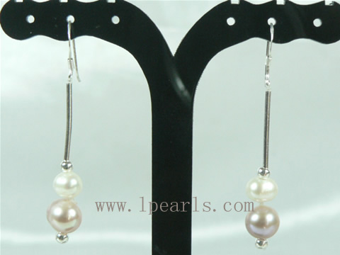 potato freshwater pearl sterling silver dangling earrings