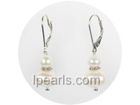 white potato freshwater pearl sterling silver dangling earrings