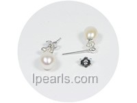 white freshwater pearl sterling silver stud earrings on wholesal