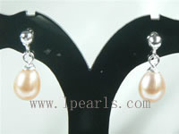 pink freshwater pearl sterling silver stud earrings on wholesale