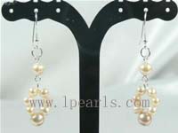 pink sterling silver dangling earring with freshwater pearls