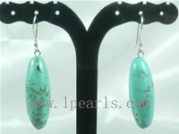 wholesale column shape blue turquoise sterling dangling earrings