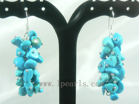 wholesale branch blue turquoise sterling dangling earrings